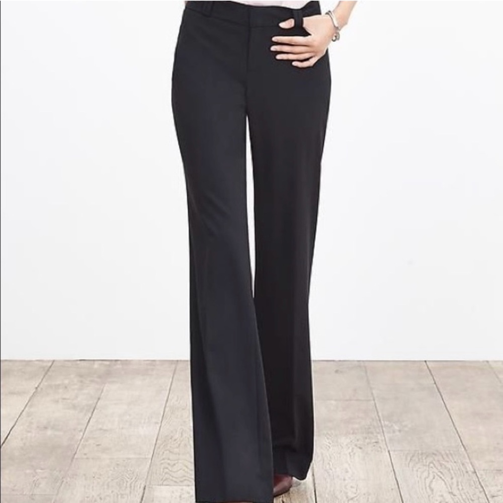 Banana Republic Size 14 Camden Black Wool Blend Lined Dress Pants